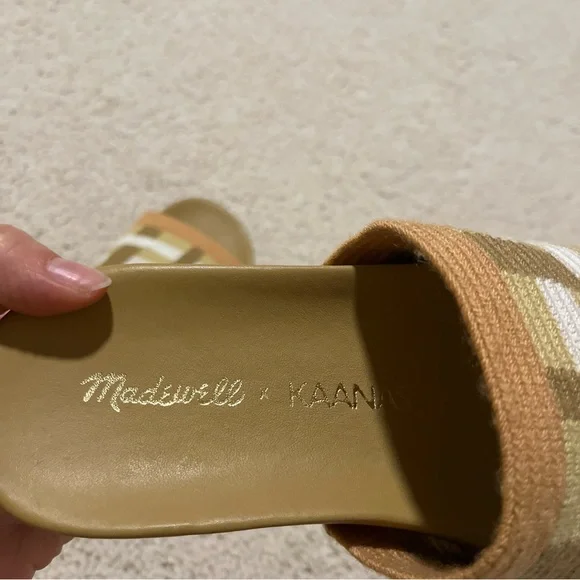 Madewell Kaanas Striped Tan‎ and Cream Slides Slip Ons Comfy Sandals - Picture 6 of 9